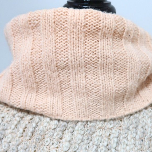 Cocogio Salmon Pink Italian Wool Blend Cowl Poncho/Cape - Picture 9 of 11